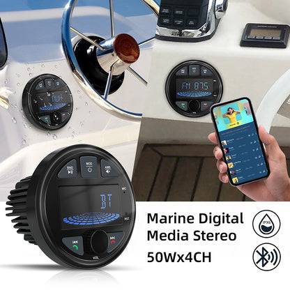 Waterproof Bluetooth Marine Stereo Receiver Sauna Audio Player FM AM Radio Receiver 4*50W Output