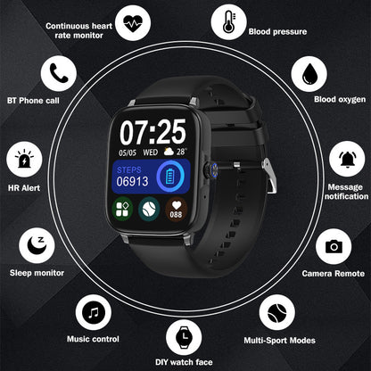 1.83” TFT Screen Smart Watch BT Phone Call Continuous HR Monitor Multi-Sports Mode Music Control DIY Watch Face