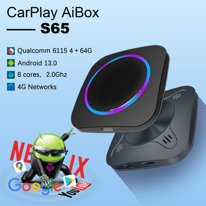 Android 13.0 Smart Box Wireless CarPlay & Android Auto Adapter Qualcomm Snapdragon 6115 CPU