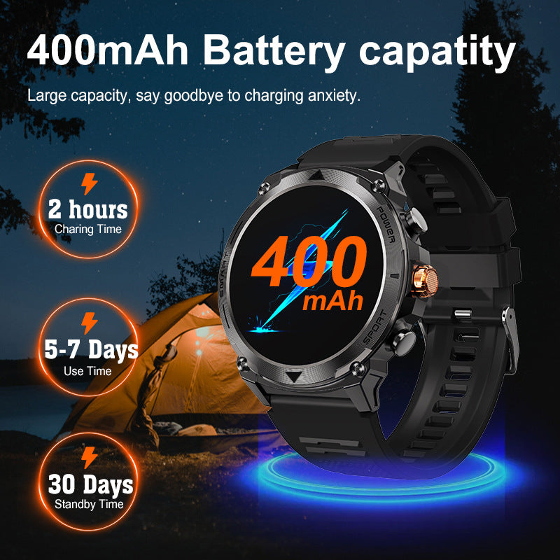 1.43” AMOLED Screen Smart Watch BT Call Voice Assistant Anti-Crush Anti-Dust 24h Health Monitoring Multi-Sports Mode
