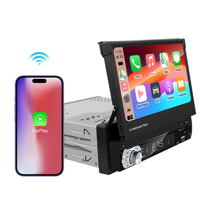 Motor Vehicle 1 Din 7 Inch Car Stereo Flip Down Retractable Screen Wireless CarPlay & Android Auto System
