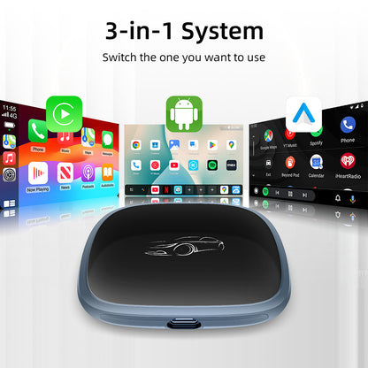 Android 13.0 Smart Box 3-in-1 Adapter Upgrade Wired CarPlay to Wireless CarPlay & Android Auto System