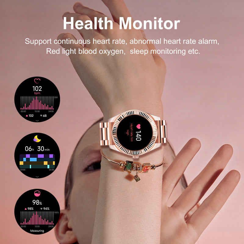 1.19” AMOLED Screen Smart Watch BT Phone Call Voice Assistant Female Health Care Multi-Sports Mode Quick Reply SMS