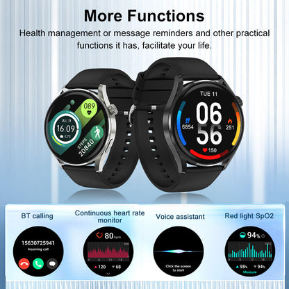 1.38” TFT Screen Smart Watch BT Phone Call Voice Assistant HR Monitor Red Light SpO2 Multi-Sport Modes