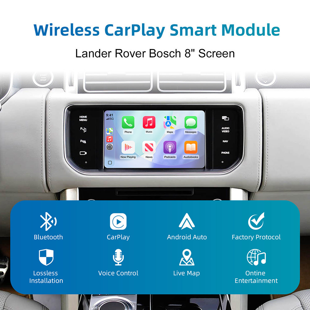 Wireless CarPlay & Android Auto Module for Land Rover 2012-2016 Bosch System with 8 Inch Screen
