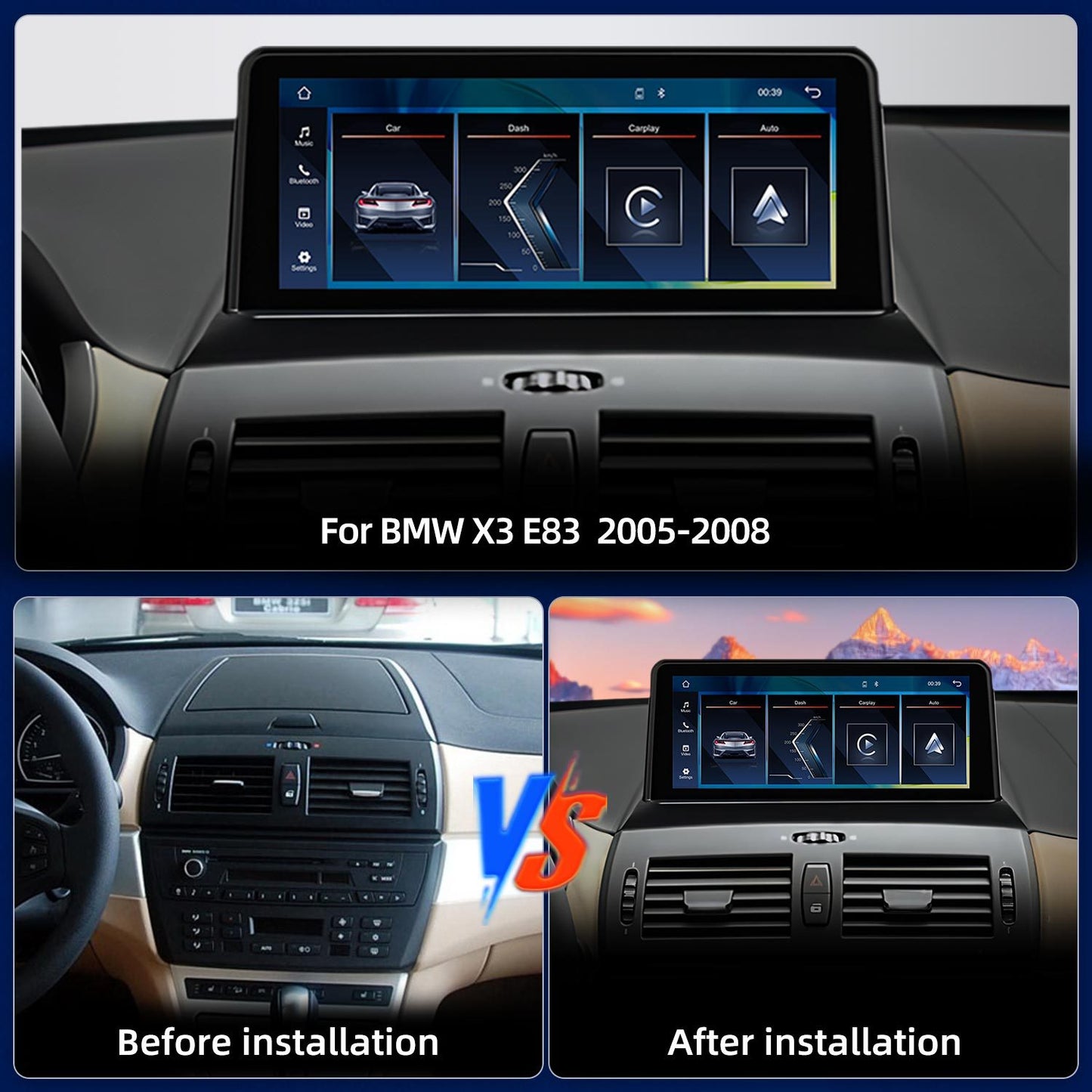 10.25 Inch Linux System Wireless CarPlay Android Auto Screen for BMW X3 E83 (2005 - 2008)