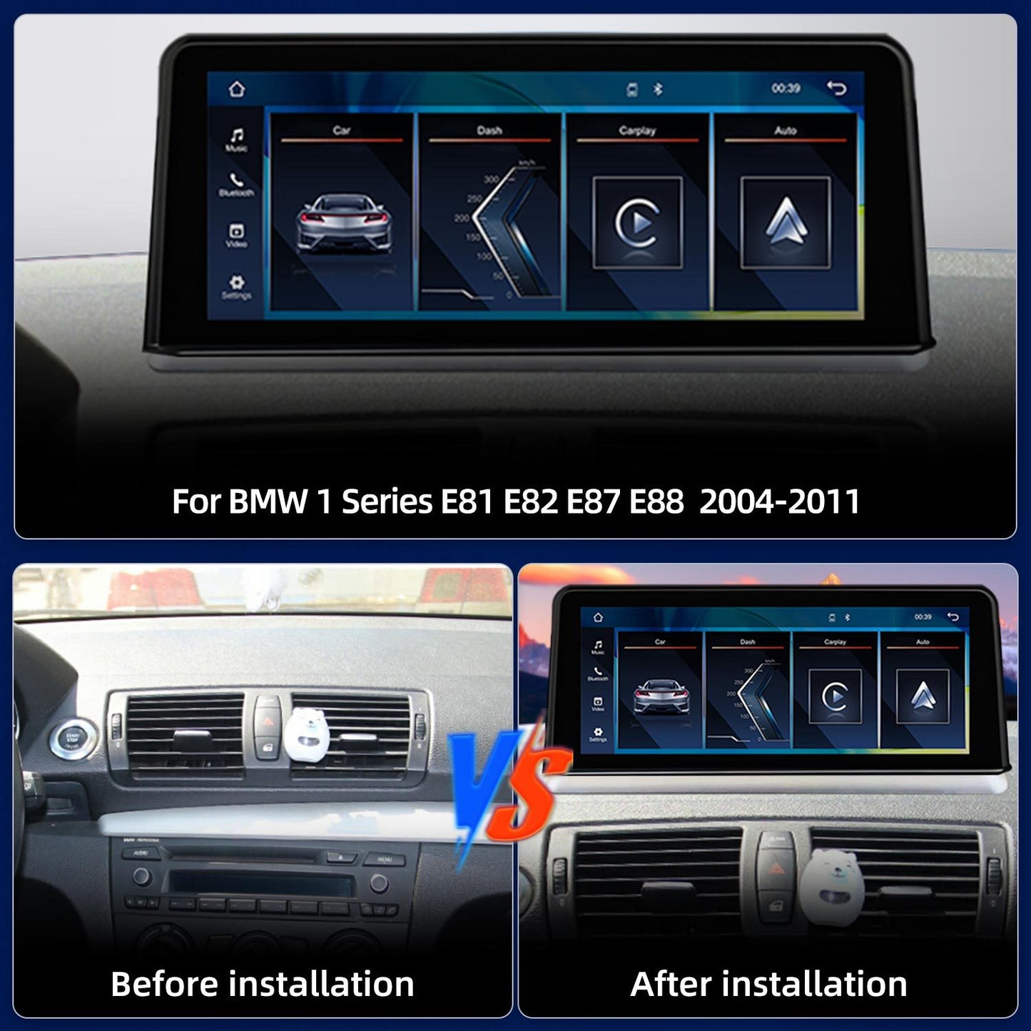 10.25 Inch Linux System Wireless CarPlay Android Auto Screen for BMW 1 Series E81 E82 E87 E88 CCC System (2004 - 2007) / CIC System (2008 - 2011)