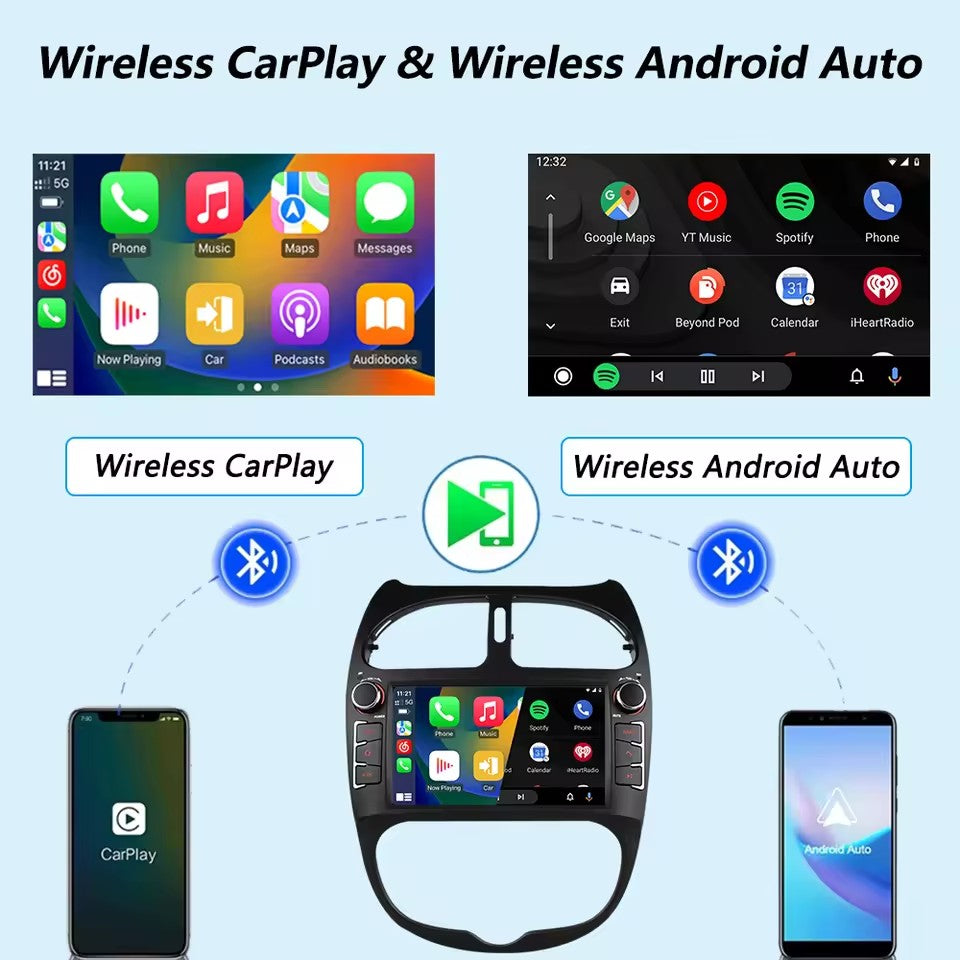 Linux System 7” IPS Screen Car Multimedia Player Wireless CarPlay & Android Auto for Peugeot 206 206cc 206sw 2000 - 2016