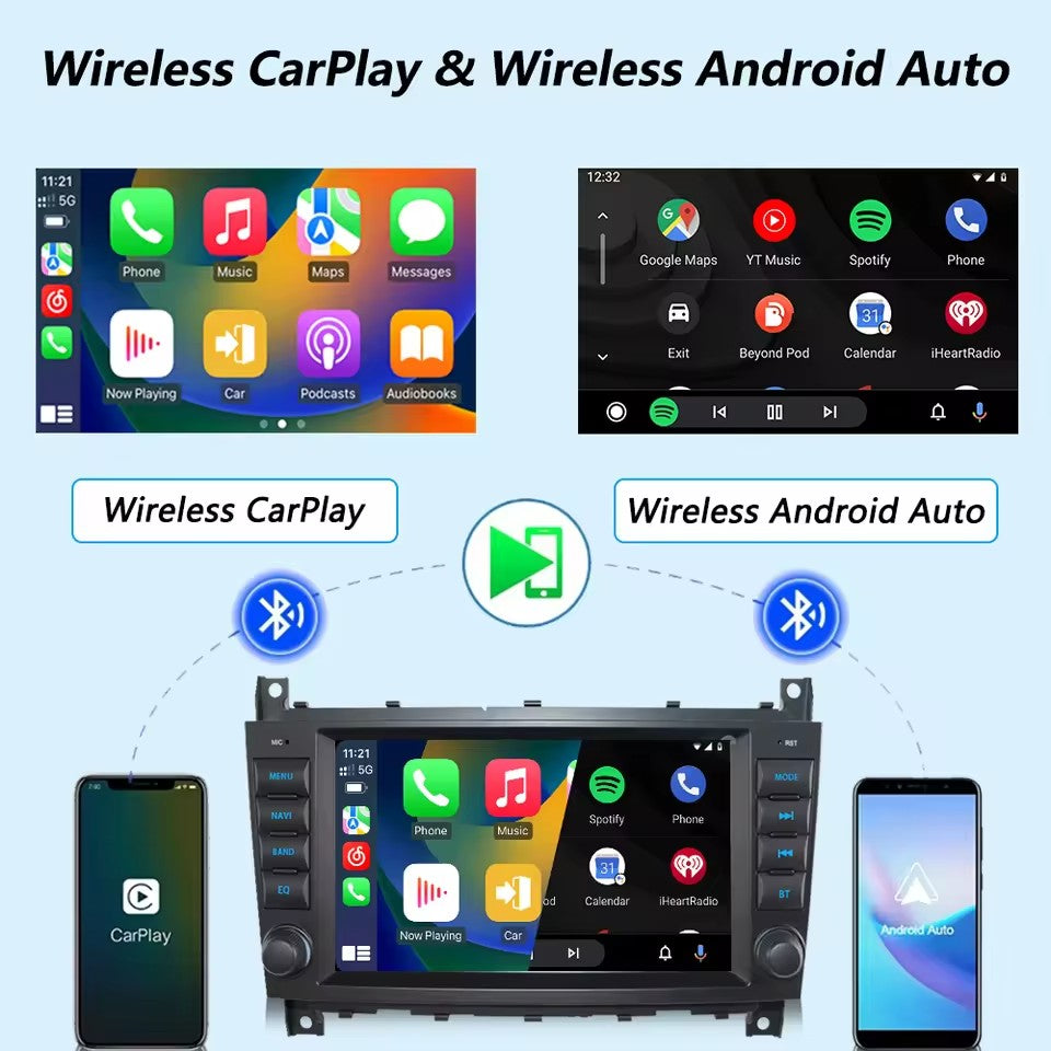 Linux System 8” IPS Screen Car Multimedia Player Wireless CarPlay & Android Auto for Mercedes-Benz C Class W203 2004 - 2007 / CLK Class W209 2005 - 2006 / G Class W463 2006 - 2008