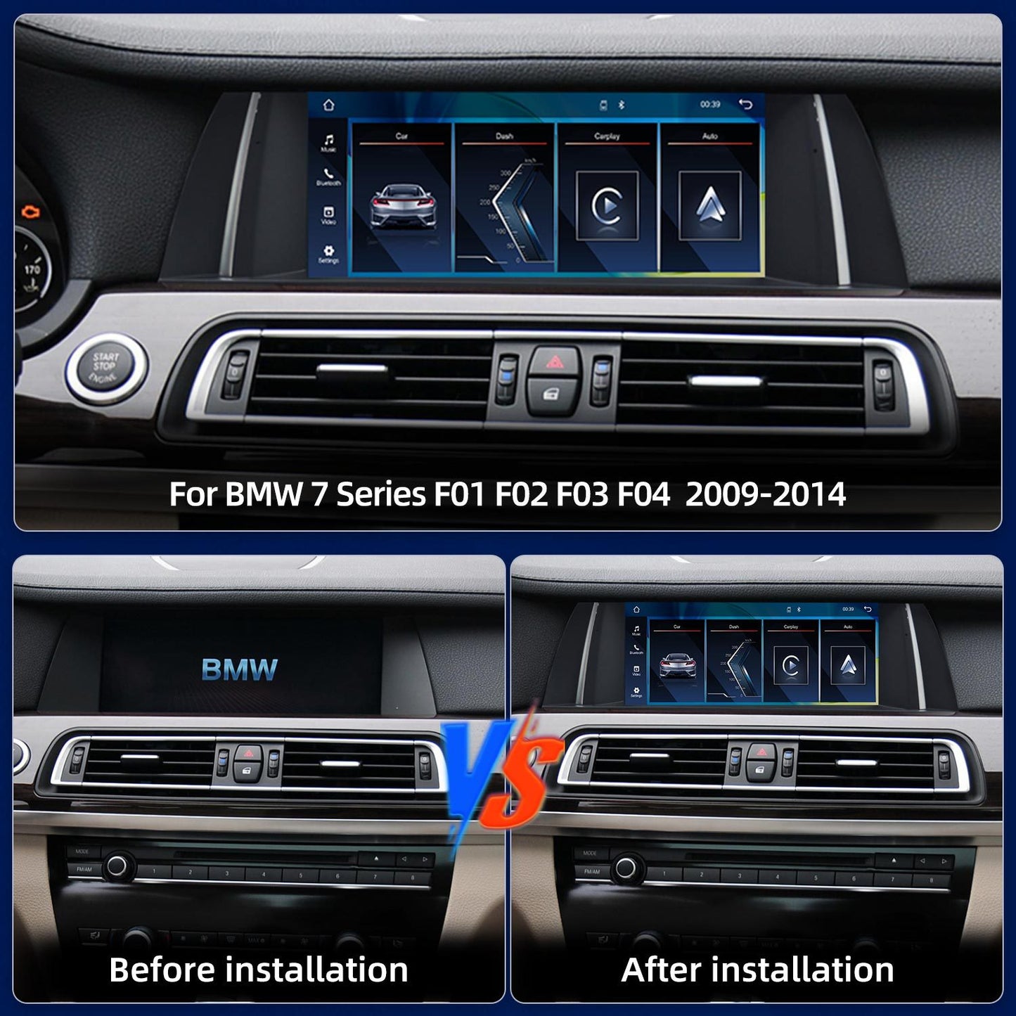 10.25 Inch Linux System Wireless CarPlay Android Auto Screen for BMW 7 Series F01 F02 F03 F04 CIC System (2009 - 2012) / NBT System (2013 - 2014)