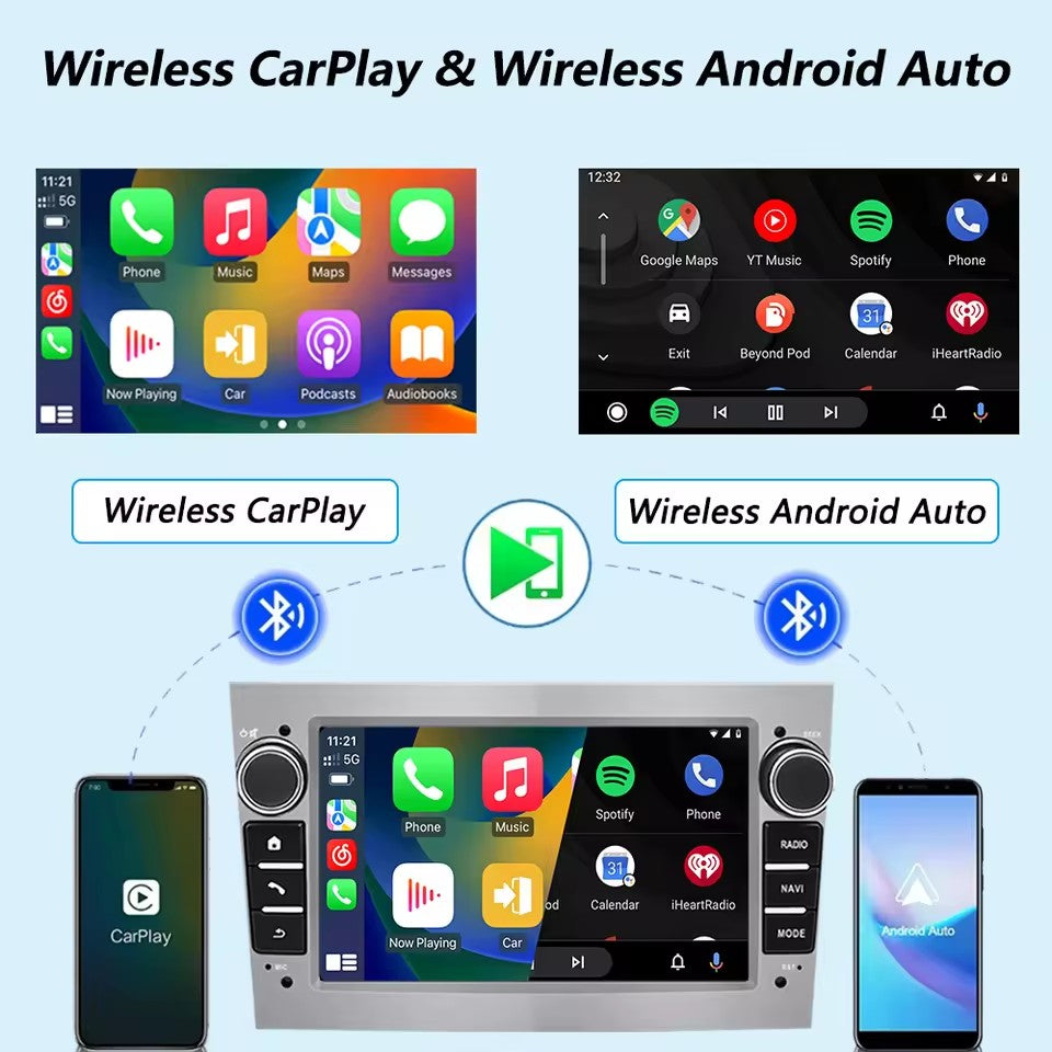 Linux System 7” IPS Screen Car Multimedia Player Wireless CarPlay & Android Auto for Opel Vectra 2005 - 2008 / Antara 2006 - 2011 / Zafira 2005 - 2011 / Corsa 2006 - 2011 / Meriva 2006 - 2011 / Astra 2004 - 2009