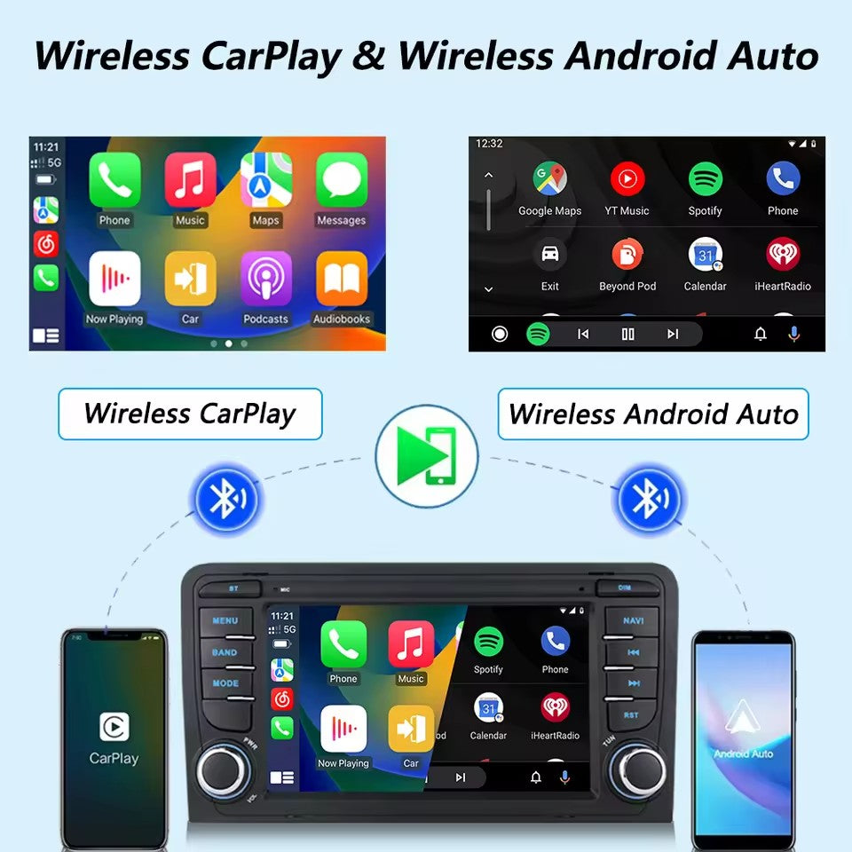 Linux System 7” IPS Screen Car Multimedia Player Wireless CarPlay & Android Auto for Audi A3 S3 RS3 2003 - 2012