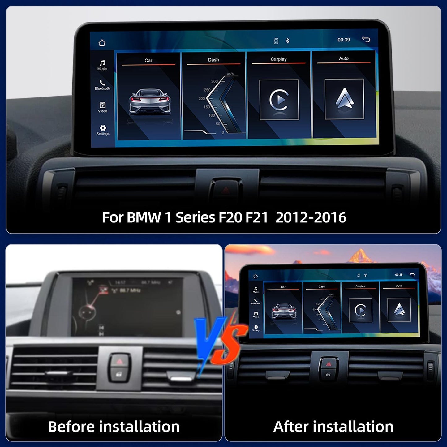 10.25 Inch Linux System Wireless CarPlay Android Auto Screen for BMW 1 Series F20 F21 NBT System (2012 - 2016)