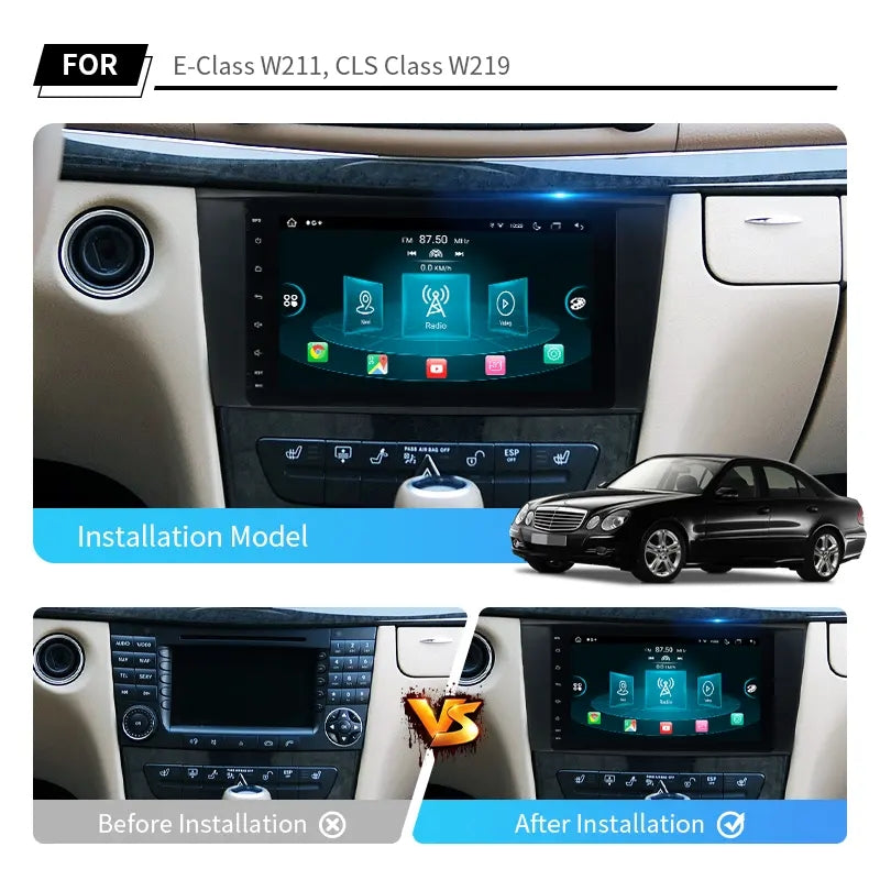 8” Android Car Radio Stereo Head Unit Screen CarPlay Android Auto for Mercedes-Benz E Class W211 (E200 E220 E240 E270 E280) (2002-2008) / CLS Class W219 (CLS350 CLS500 CLS55)  (2005-2006)