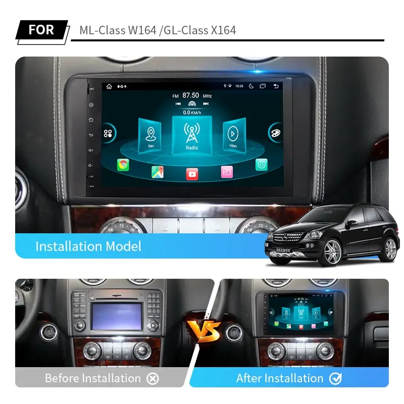 9” Android Car Radio Stereo Head Unit Screen CarPlay Android Auto for Mercedes-Benz ML Class W164 (ML300 ML350 ML450 ML500) (2005-2012) / GL Class X164 (GL320 GL350 GL420 GL450 GL500) (2005-2012)