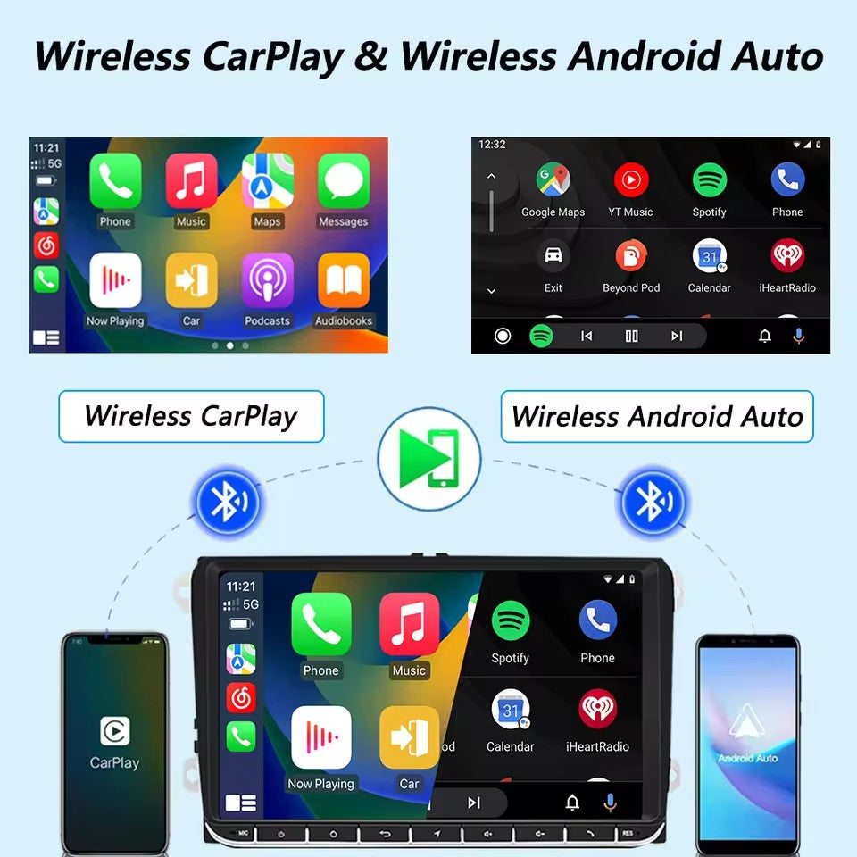 Linux System 9” IPS Screen Car Multimedia Player Wireless CarPlay & Android Auto for VW Magotan / Caddy / Passat / Sagitar / Tiguan / Touran / Jetta / Seat / CC / Polo / Golf / Golf 5 / Golf 6 2006 - 2012