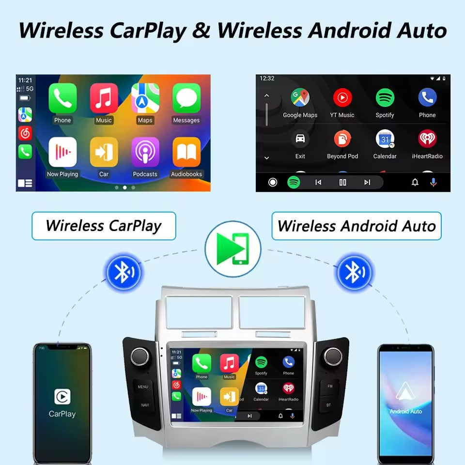 Linux System 7” IPS Screen Car Multimedia Player Wireless CarPlay & Android Auto for Toyota Yaris XP90 / Vitz 2005 - 2012