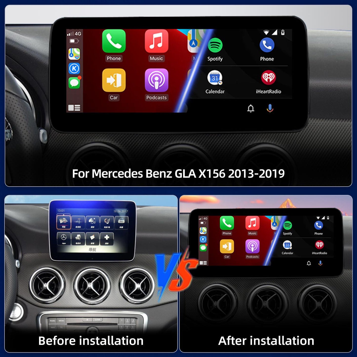 10.25 Inch / 12.3 Inch Linux System Wireless CarPlay Android Auto Screen for Mercedes-Benz A Class W176 GLA Class X156 NTG4.5 (2013 - 2015) / NTG5.0 (2015 - 2019)