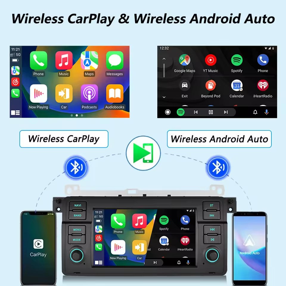 Linux System 7” IPS Screen Car Multimedia Player Wireless CarPlay & Android Auto for BMW E46 / M3 1998 - 2006