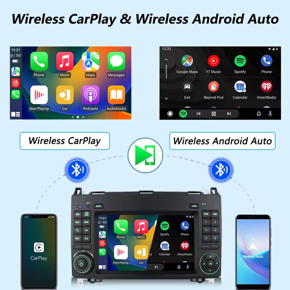 Linux System 7” IPS Screen Car Multimedia Player Wireless CarPlay & Android Auto for Mercedes-Benz A Class W169 / B Class W245 2004 - 2012