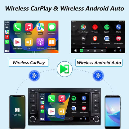 Linux System 7” IPS Screen Car Multimedia Player Wireless CarPlay & Android Auto for VW Touareg 2004 - 2011 / T5 Multivan 2004 - 2010