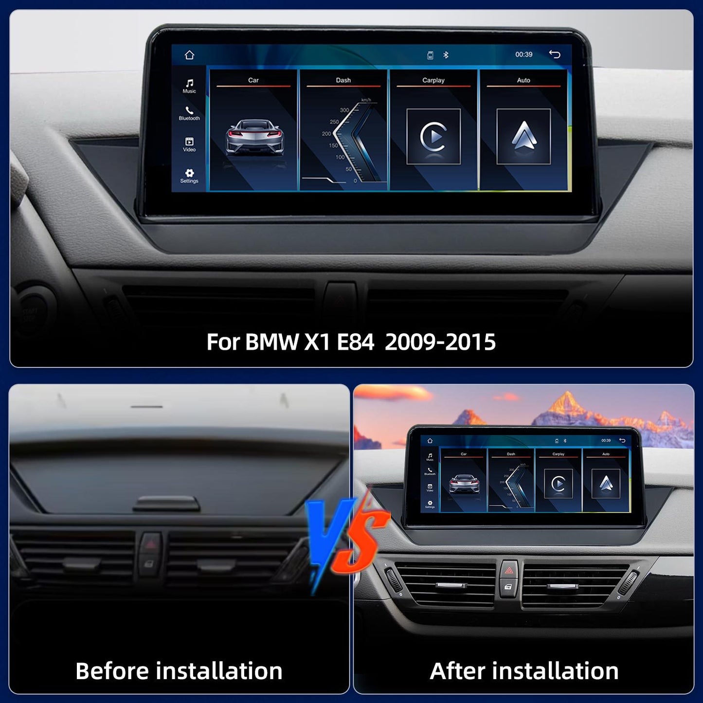 10.25 Inch / 12.3 Inch Linux System Wireless CarPlay Android Auto Screen for BMW X1 E84 (2009 - 2015)