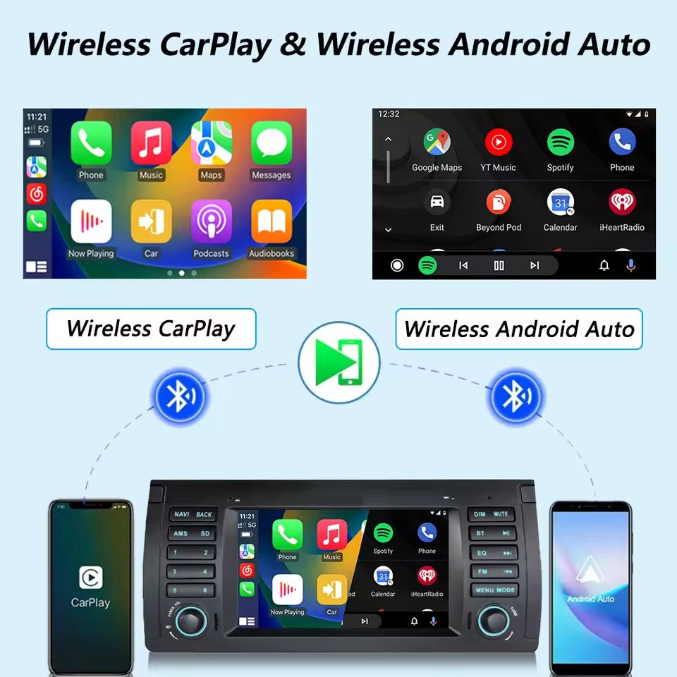 Linux System 7” IPS Screen Car Multimedia Player Wireless CarPlay & Android Auto for BMW E39 1995 - 2003