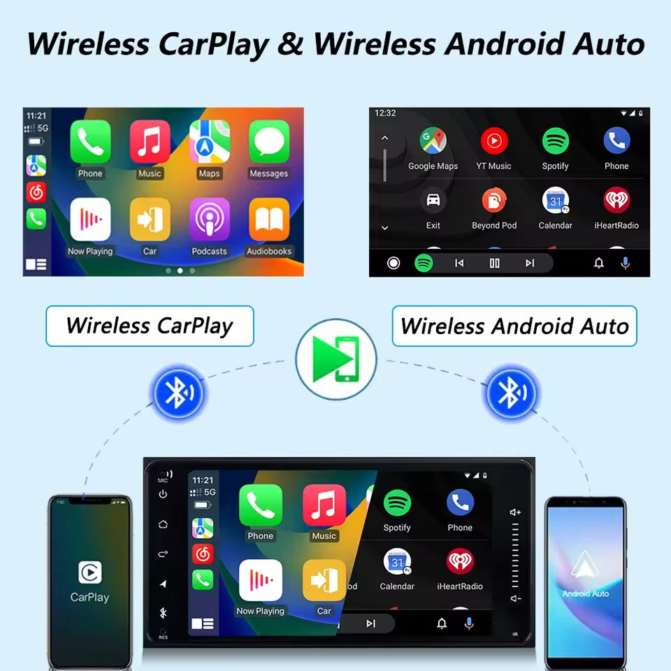 Linux System 7” IPS Screen Car Multimedia Player Wireless CarPlay & Android Auto for Toyota Corolla / Rav4 / Vios / Hilux / Land Cruiser / Fortuner / Prado / Terios 2006 - 2010
