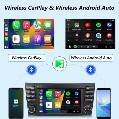 Linux System 7” IPS Screen Car Multimedia Player Wireless CarPlay & Android Auto for Mercedes-Benz E Class W211 2002 - 2008 / CLS Class W219 2005 - 2006