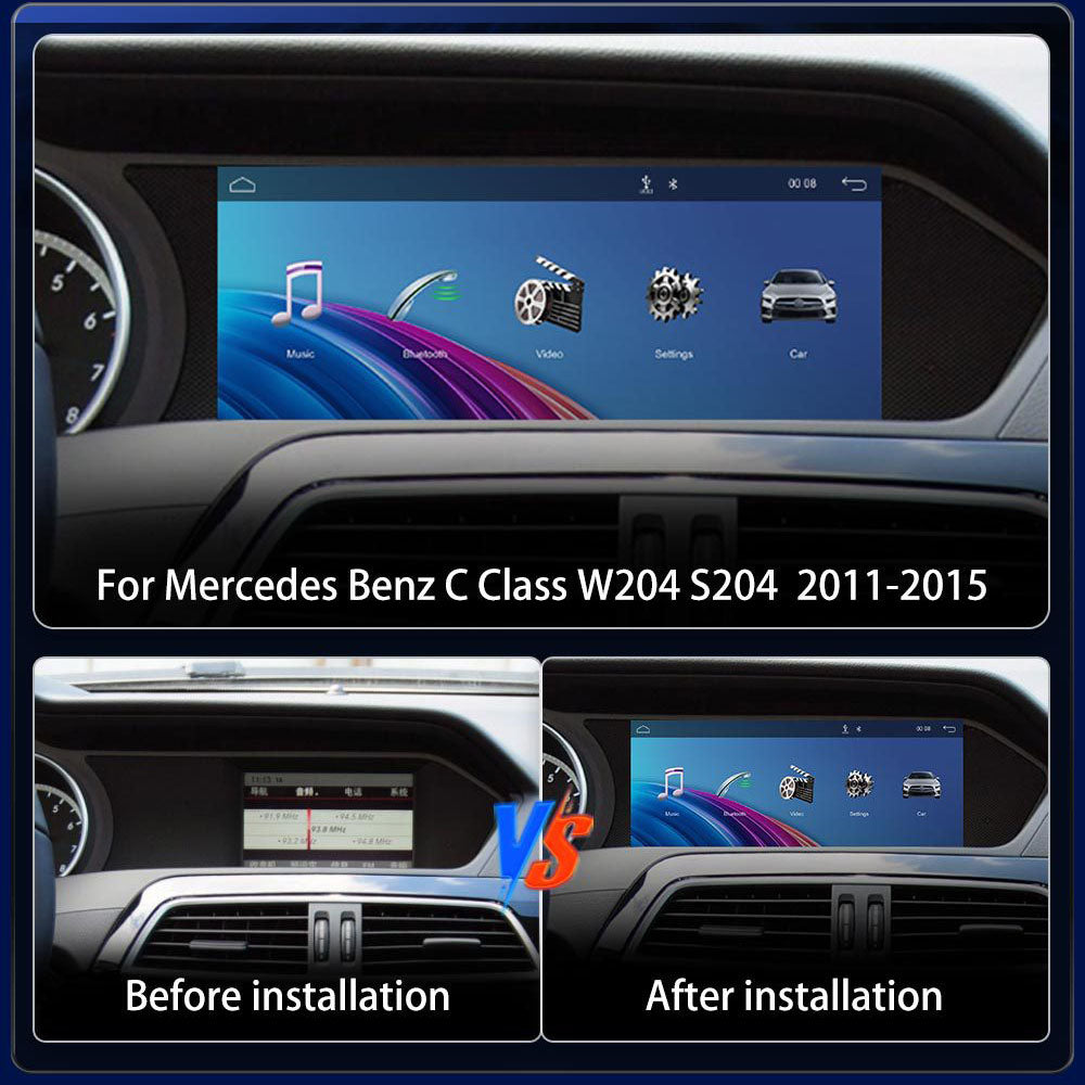 8.8 Inch Linux System Wireless CarPlay Android Auto Screen for Mercedes-Benz C Class W204 S204 NTG4.5 (2011 - 2015)