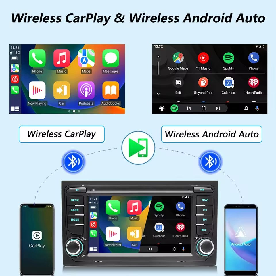 Linux System 7” IPS Screen Car Multimedia Player Wireless CarPlay & Android Auto for Audi A4 S4 RS4 2002 - 2008