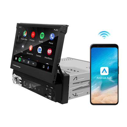 Motor Vehicle 1 Din 7 Inch Car Stereo Flip Down Retractable Screen Wireless CarPlay & Android Auto System