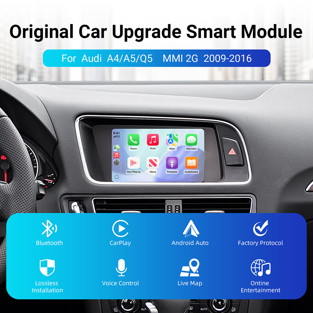 Wireless CarPlay & Android Auto Module for Audi A4 A5 Q5 2009-2016 MMI 2G System with 6.5 Inch Screen