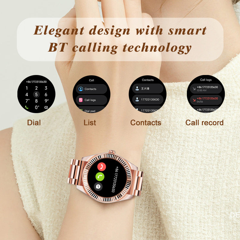 1.19” AMOLED Screen Smart Watch BT Phone Call Voice Assistant Female Health Care Multi-Sports Mode Quick Reply SMS