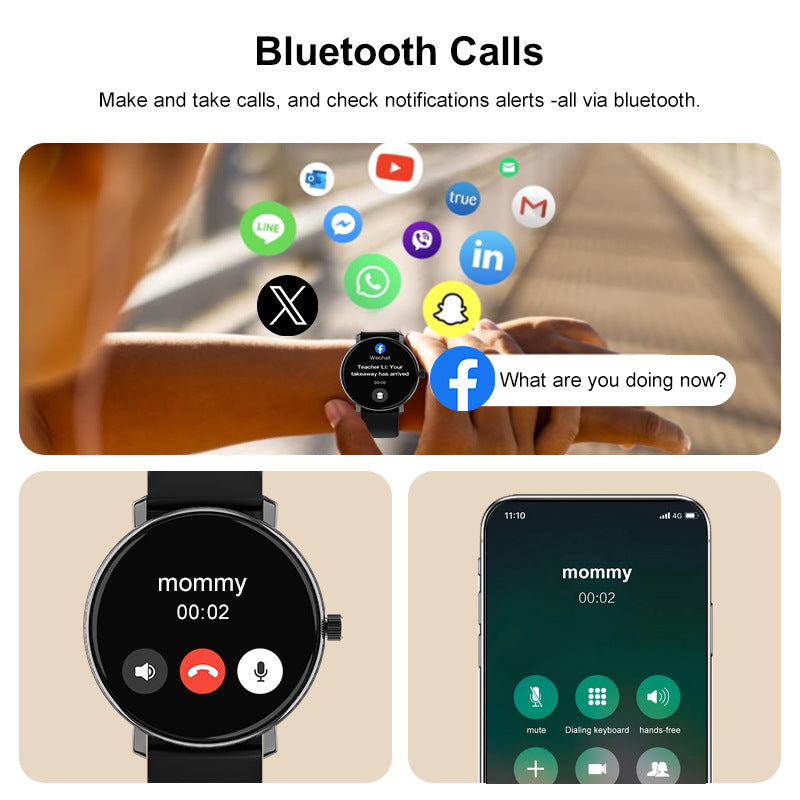 1.32” AMOLED Screen Smart Watch Lady’s Design BT Phone Call Voice Assistant Sport Heart Rate Monitor Multi-Sports Mode