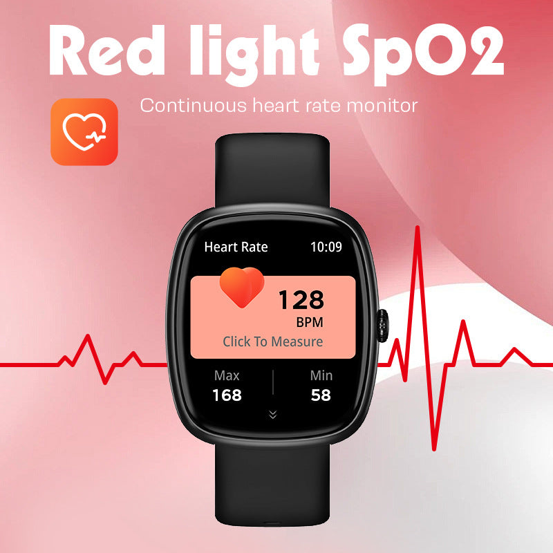 1.83” TFT Screen Smart Watch BT Phone Call Voice Assistant Health Management Red Light SpO2 Multi-Sport Modes
