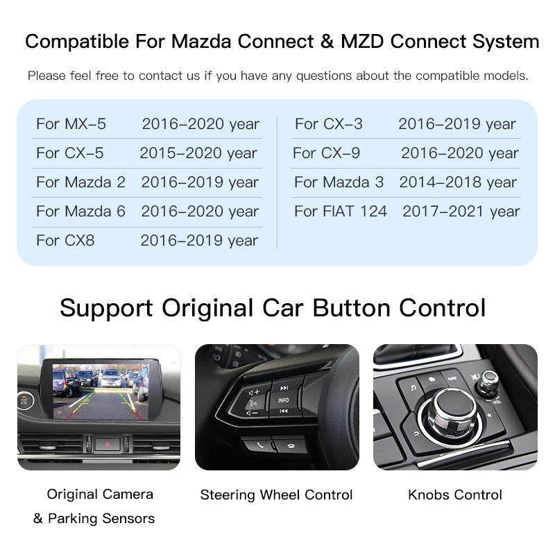 Wireless CarPlay & Android Auto Module for Mazda 2014-2020 Support Type-C 27W Fast Charging