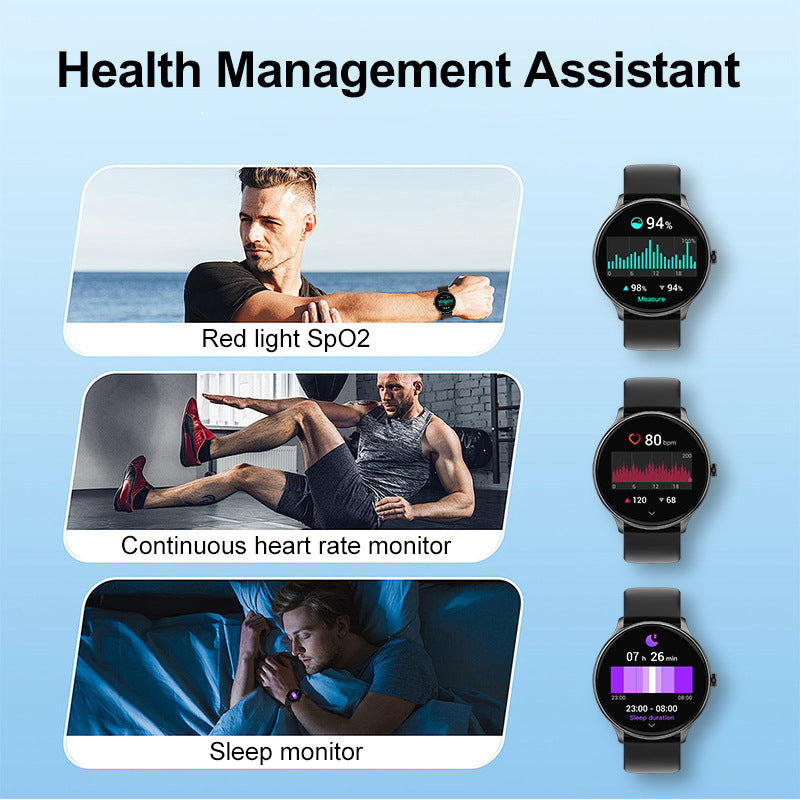 1.38” TFT Screen Smart Watch BT Call Voice Assistant Red Light SpO2 Heart Rate Monitor Multi-Sport Modes Light Weight