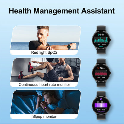 1.38” TFT Screen Smart Watch BT Call Voice Assistant Red Light SpO2 Heart Rate Monitor Multi-Sport Modes Light Weight