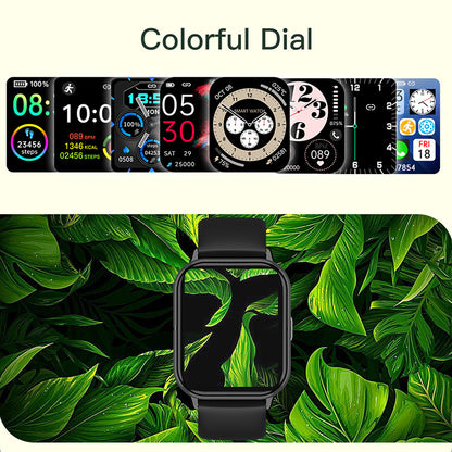 1.83” TFT Screen Smart Watch BT Phone Call Voice Assistant HR Monitor Red Light SpO2 Multi-Sport Modes Quick-Replay SMS