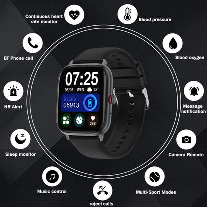 1.83” TFT Screen Smart Watch BT Phone Call Real Time Heart Rate Monitor Multi-Sports Mode Music Control