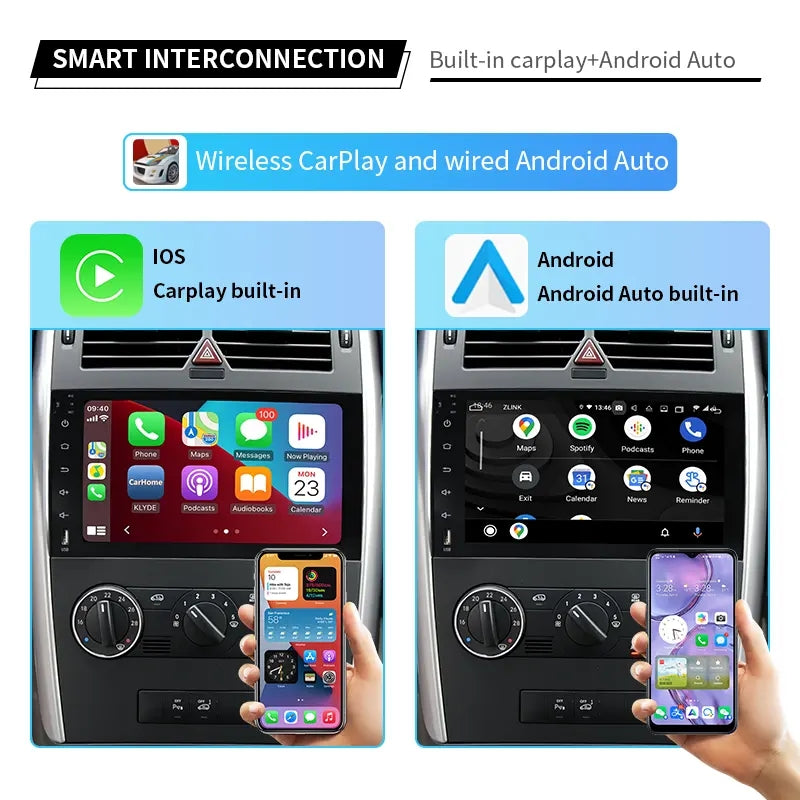 9” Android Car Radio Stereo Head Unit Screen CarPlay Android Auto for Mercedes-Benz A Class W169 (2004-2012) / B Class W245 (2005-2011) / Viano Vito W639 (2006-2018) / Sprinter W906 (2006-2012)