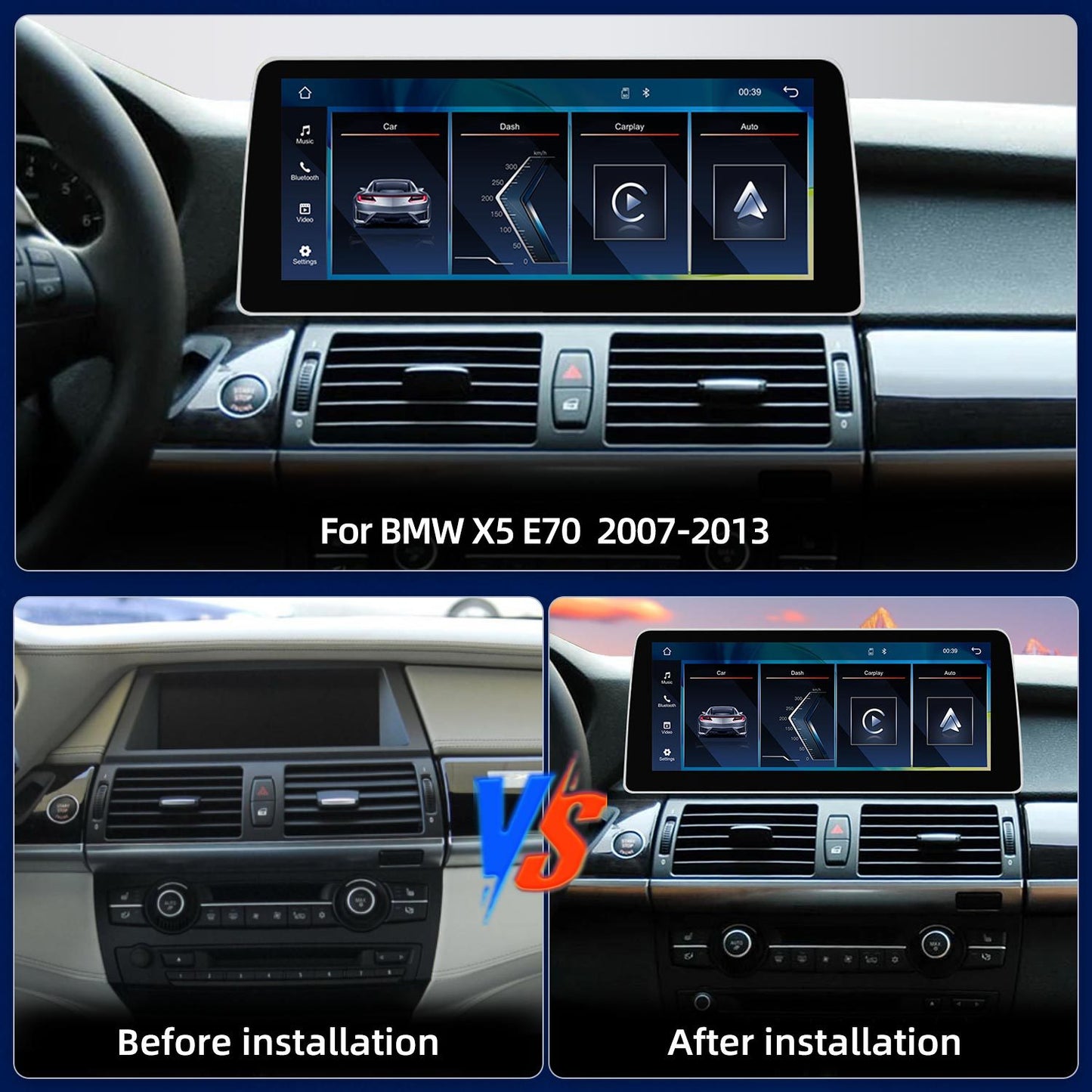 10.25 Inch / 12.3 Inch Linux System Wireless CarPlay Android Auto Screen for BMW X5 E70 X6 E71 E72 CCC System (2007 - 2009) / CIC System (2010 - 2013)