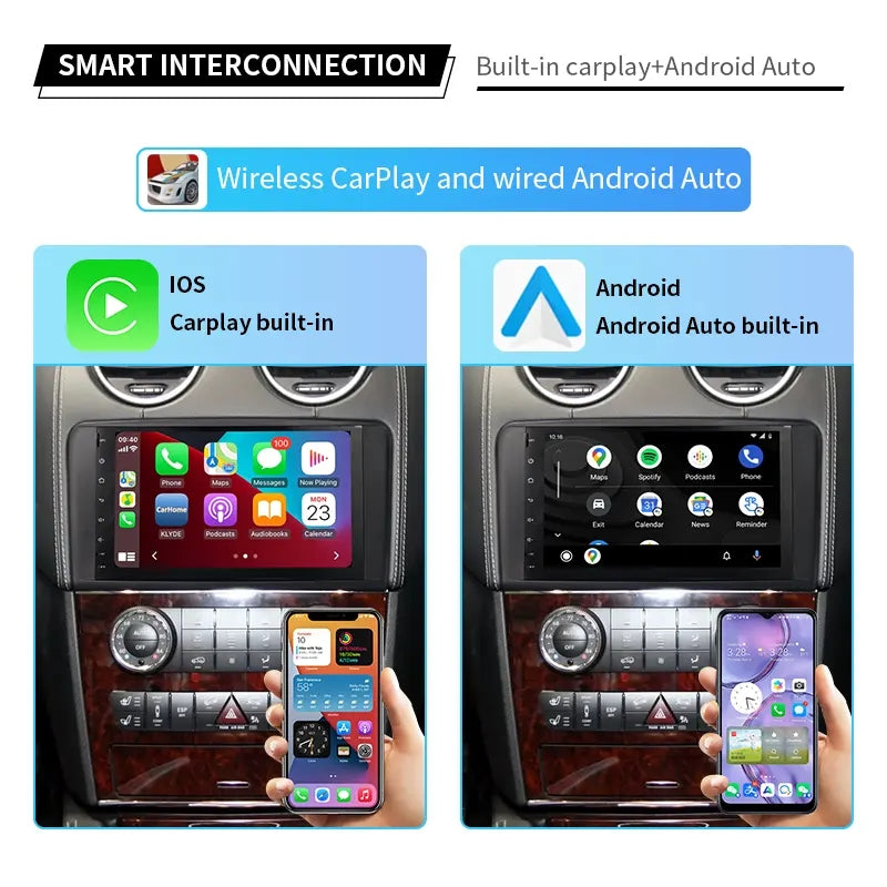 9” Android Car Radio Stereo Head Unit Screen CarPlay Android Auto for Mercedes-Benz ML Class W164 (ML300 ML350 ML450 ML500) (2005-2012) / GL Class X164 (GL320 GL350 GL420 GL450 GL500) (2005-2012)