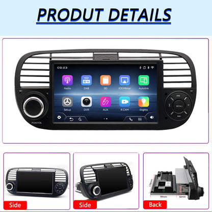 Linux System 7” IPS Screen Car Multimedia Player Wireless CarPlay & Android Auto for Fiat 500 Abarth 2007- 2015