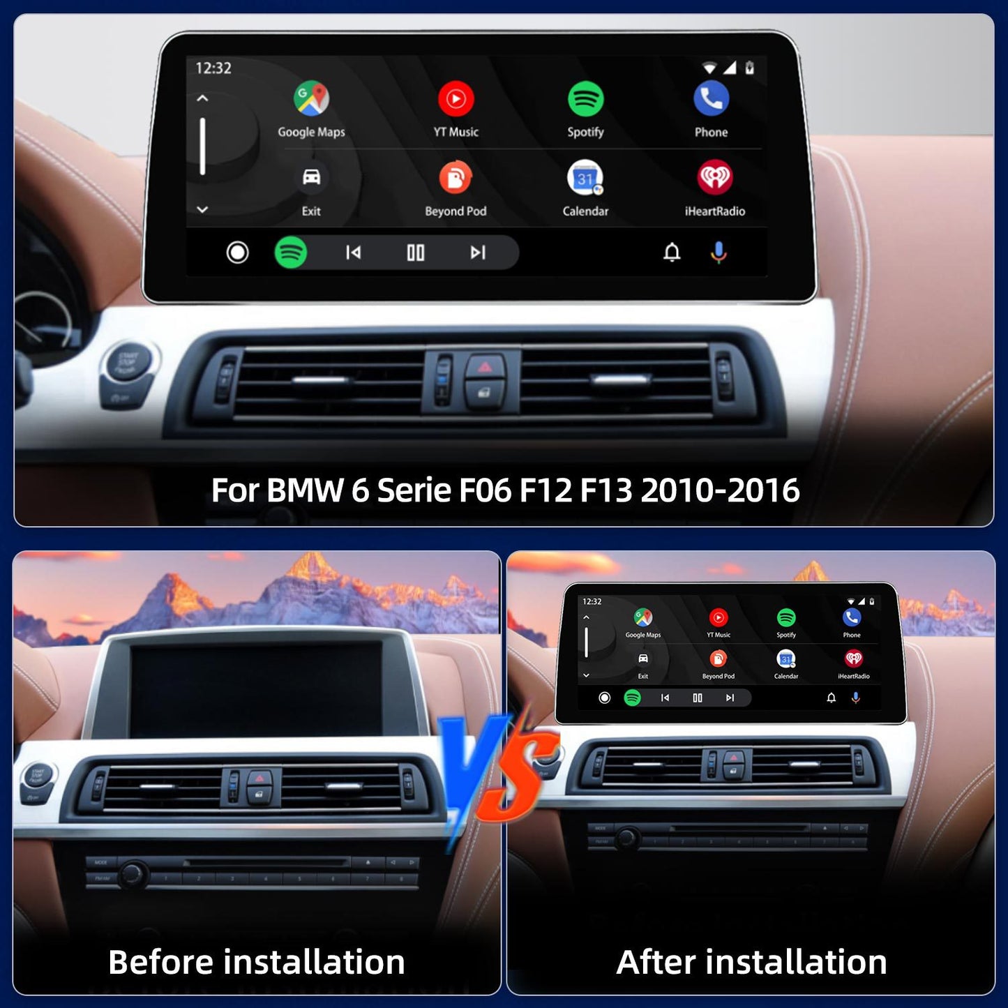 10.25 Inch / 12.3 Inch Linux System Wireless CarPlay Android Auto Screen for BMW 6 Series F06 F12 F13 CIC System (2010 - 2013) / NBT System (2013 - 2016)