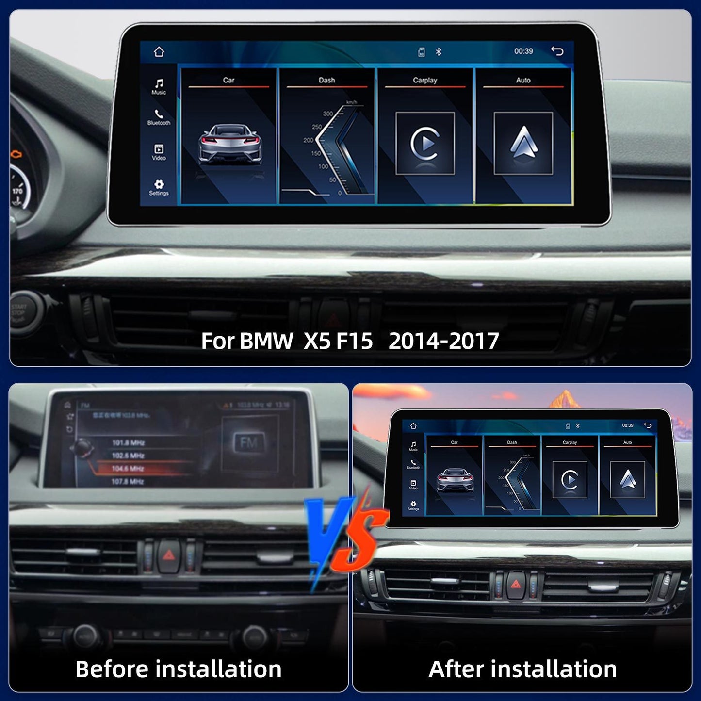 10.25 Inch / 12.3 Inch Linux System Wireless CarPlay Android Auto Screen for BMW X5 F15 NBT System (2014 - 2017) / EVO System (2016 - 2017)
