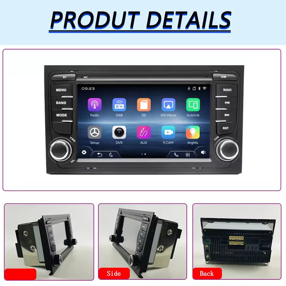 Linux System 7” IPS Screen Car Multimedia Player Wireless CarPlay & Android Auto for Audi A4 S4 RS4 2002 - 2008