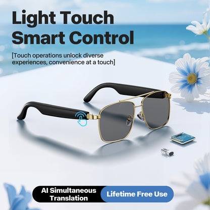 AI Smart Sunglasses Bluetooth Earphone Audio Calls Simultaneous Translation Outdoor Anti-Glare