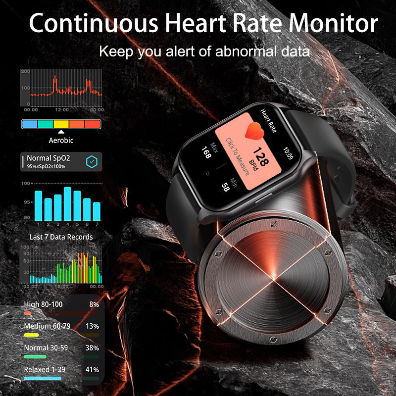 1.83” TFT Screen Smart Watch BT Phone Call Voice Assistant HR Monitor Red Light SpO2 Multi-Sport Modes REM Sleep